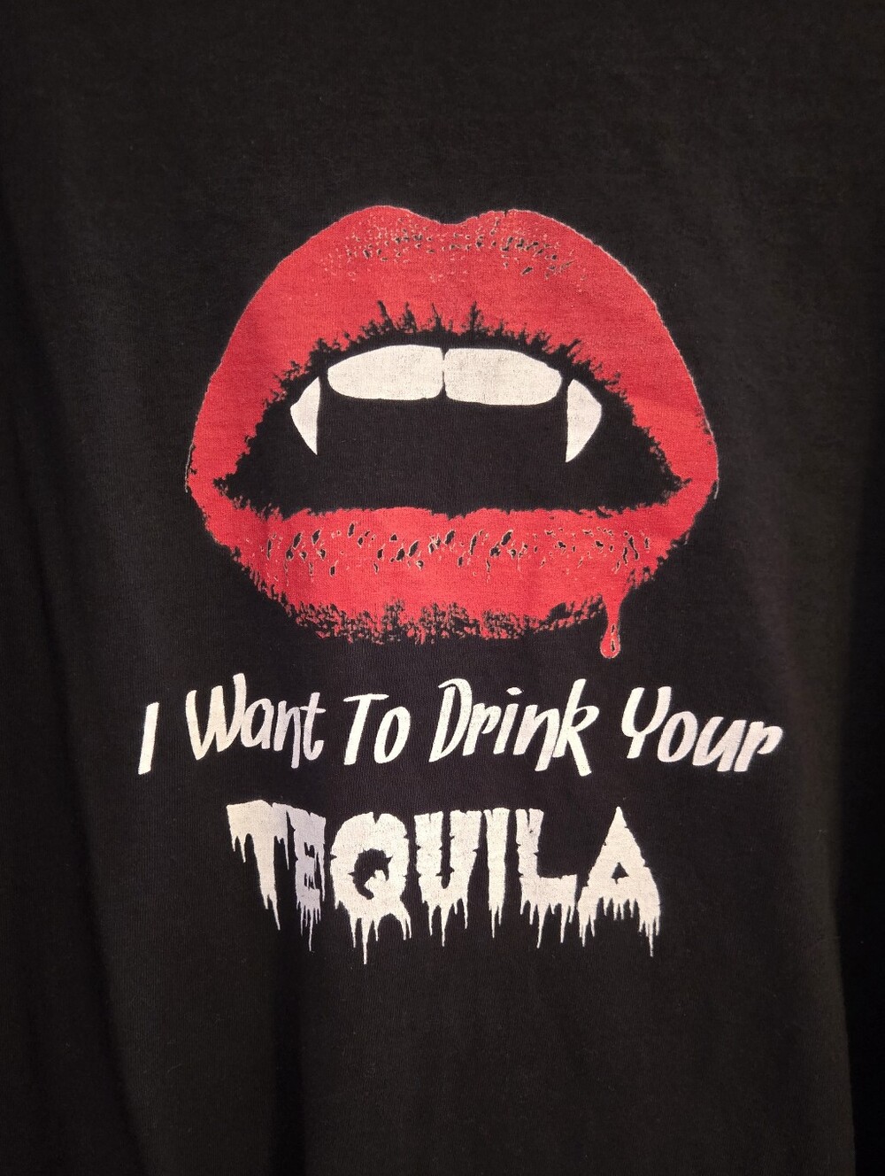 Graphic T-Shirt with Red Vampire Lips